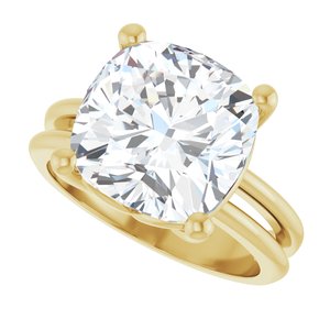 10K Yellow Gold 11x11 mm Cushion Ring Mounting – image 8