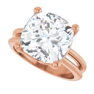 18K Rose Gold 11x11 mm Cushion Ring Mounting – image 8