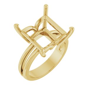 10K Yellow Gold 12x12 mm Square Ring Mounting – image 2