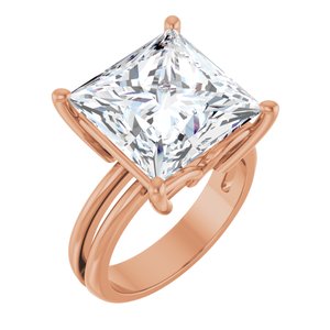 18K Rose Gold 12x12 mm Square Ring Mounting