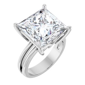 10K White Gold 12x12 mm Square Ring Mounting