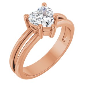 18K Rose Gold 6.5x6.5 mm Heart Ring Mounting