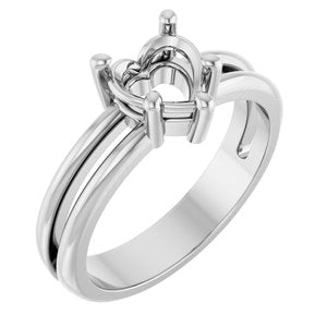 18K White Gold 6.5x6.5 mm Heart Ring Mounting – image 2