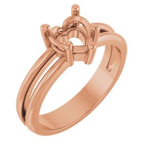 18K Rose Gold 6.5x6.5 mm Heart Ring Mounting – image 2