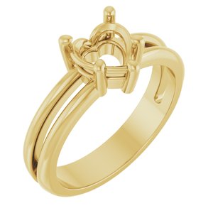 14K Yellow Gold 6.5x6.5 mm Heart Ring Mounting – image 2