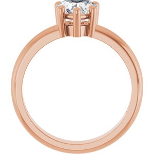 18K Rose Gold 6.5x6.5 mm Heart Ring Mounting – image 3