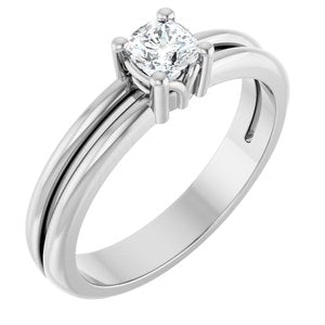 10K White Gold 4x4 mm Cushion Ring Mounting