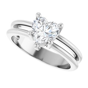 18K White Gold 6.5x6.5 mm Heart Ring Mounting – image 8