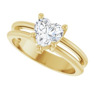 18K Yellow Gold 6.5x6.5 mm Heart Ring Mounting – image 8