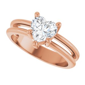 14K Rose Gold 6.5x6.5 mm Heart Ring Mounting – image 8