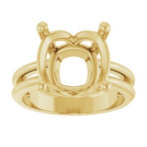 10K Yellow Gold 11x11 mm Cushion Ring Mounting – image 6
