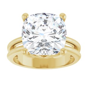 14K Yellow Gold 11x11 mm Cushion Ring Mounting – image 5
