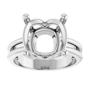 14K X1 White Gold 11x11 mm Cushion Ring Mounting – image 6