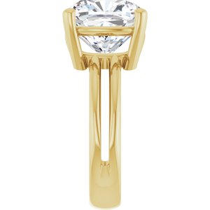 18K Yellow Gold 11x11 mm Cushion Ring Mounting – image 7