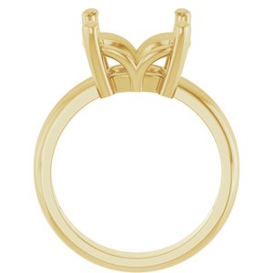 14K Yellow Gold 11x11 mm Cushion Ring Mounting – image 4