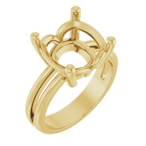 10K Yellow Gold 11x11 mm Cushion Ring Mounting – image 2
