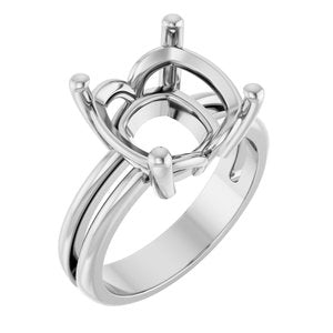 Platinum 11x11 mm Cushion Ring Mounting – image 2