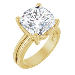18K Yellow Gold 11x11 mm Cushion Ring Mounting