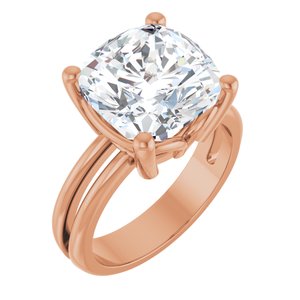 14K Rose Gold 11x11 mm Cushion Ring Mounting