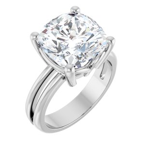 10K White Gold 11x11 mm Cushion Ring Mounting