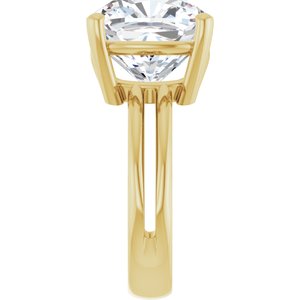 10K Yellow Gold 12x12 mm Cushion Ring Mounting – image 7