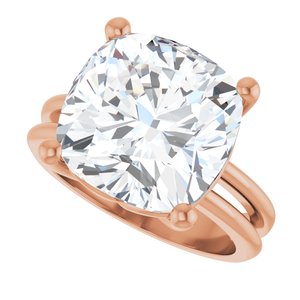 18K Rose Gold 12x12 mm Cushion Ring Mounting – image 8