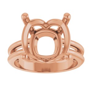 14K Rose Gold 12x12 mm Cushion Ring Mounting – image 6