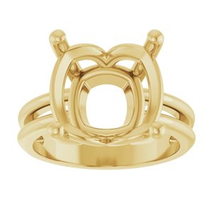 14K Yellow Gold 12x12 mm Cushion Ring Mounting – image 6