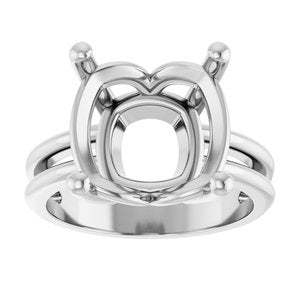 14K White Gold 12x12 mm Cushion Ring Mounting – image 6