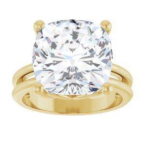 18K Yellow Gold 12x12 mm Cushion Ring Mounting – image 5