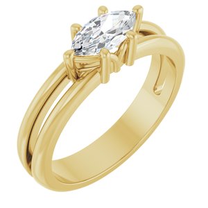 18K Yellow Gold 8x4 mm Marquise Ring Mounting