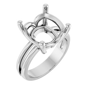 10K White Gold 12x12 mm Cushion Ring Mounting – image 2