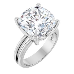 14K X1 White Gold 12x12 mm Cushion Ring Mounting