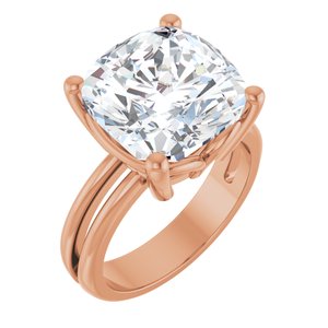 18K Rose Gold 12x12 mm Cushion Ring Mounting