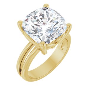 14K Yellow Gold 12x12 mm Cushion Ring Mounting