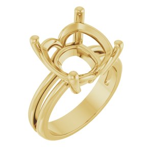 18K Yellow Gold 12x12 mm Cushion Ring Mounting – image 2