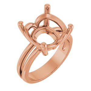 18K Rose Gold 12x12 mm Cushion Ring Mounting – image 2
