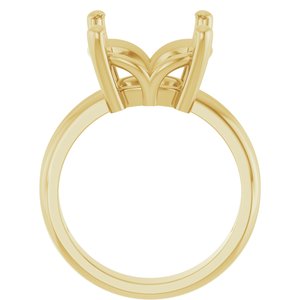 14K Yellow Gold 12x12 mm Cushion Ring Mounting – image 4