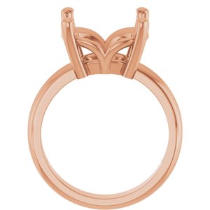18K Rose Gold 12x12 mm Cushion Ring Mounting – image 4