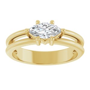 18K Yellow Gold 8x4 mm Marquise Ring Mounting – image 5