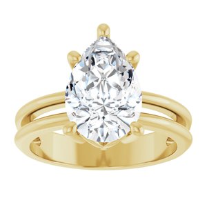 14K Yellow Gold 12x8 mm Pear Ring Mounting – image 5