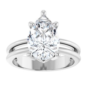 18K White Gold 12x8 mm Pear Ring Mounting – image 5