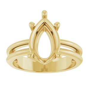 14K Yellow Gold 12x8 mm Pear Ring Mounting – image 6