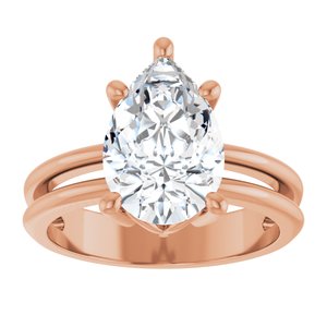 18K Rose Gold 12x8 mm Pear Ring Mounting – image 5