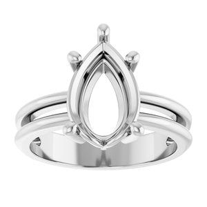 14K White Gold 12x8 mm Pear Ring Mounting – image 6
