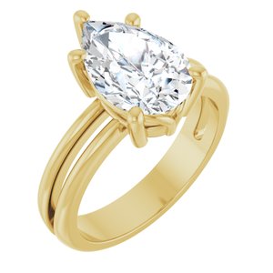 18K Yellow Gold 12x8 mm Pear Ring Mounting