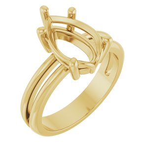 14K Yellow Gold 12x8 mm Pear Ring Mounting – image 2