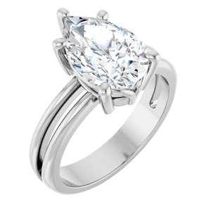 18K White Gold 12x8 mm Pear Ring Mounting