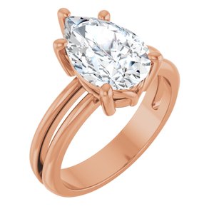 10K Rose Gold 12x8 mm Pear Ring Mounting