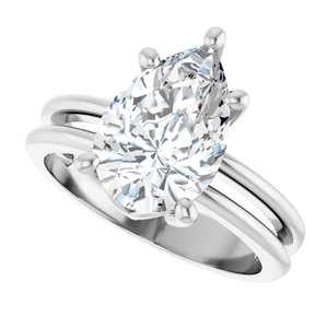 18K White Gold 12x8 mm Pear Ring Mounting – image 8